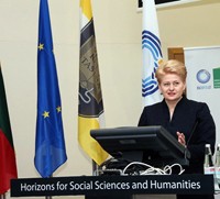President Dalia Grybauskaitė opens the Horizons for Social Sciences and Humanities international conference. Photo source: http://www.lithuaniatribune.com. Photo courtesy of © 2013 Office of the President of the Lithuania, Photo by Dž. G. Barysaitė 