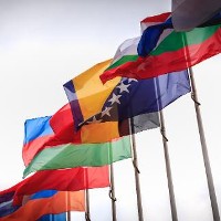 European flags in front of the Council of Europe. Strasbourg, France © Clement Mantion Pierre Olivier / Dreamstime.com 